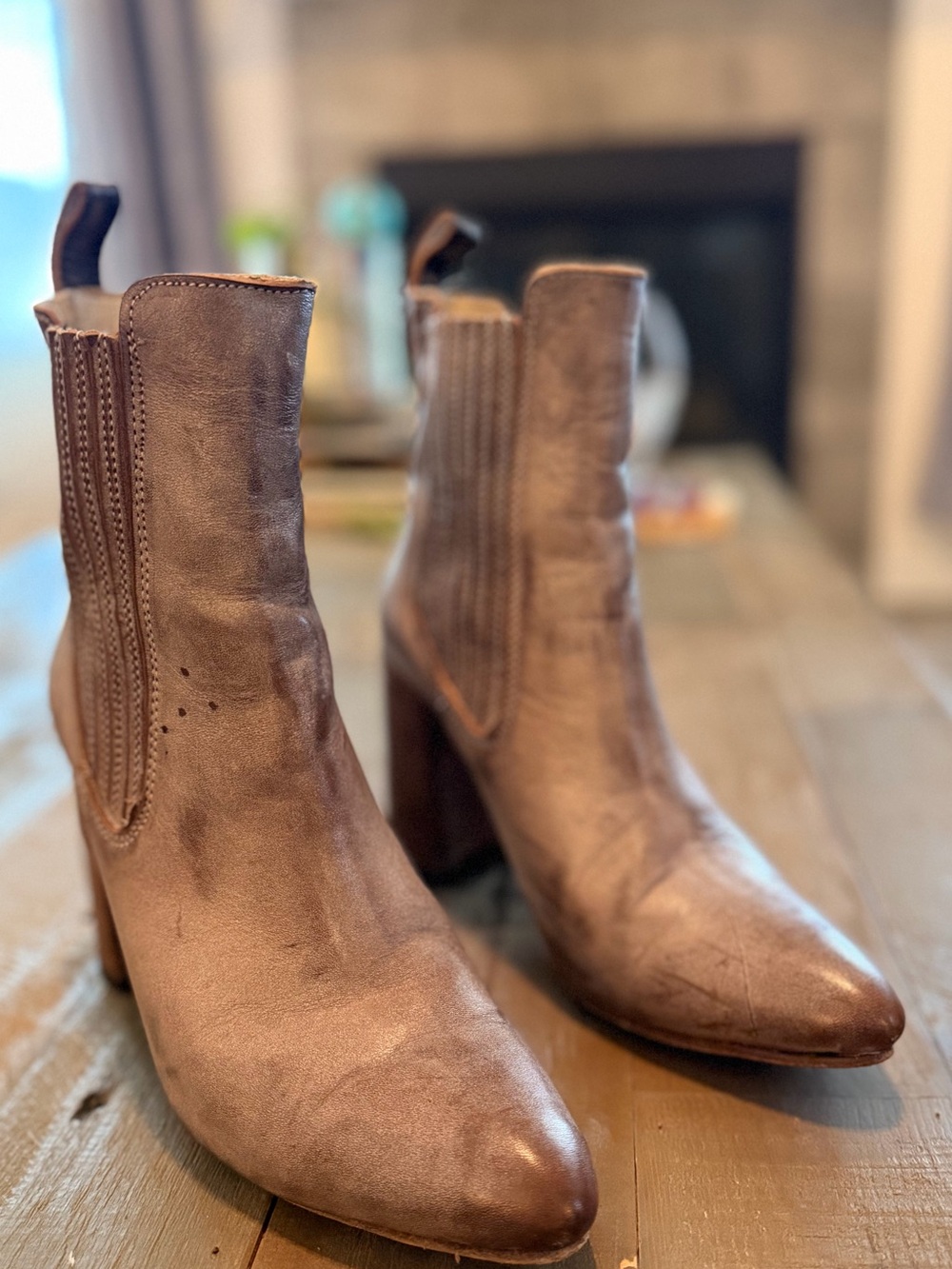 freebird Dusty Brown Leather Pointed Toe Ankle Boots